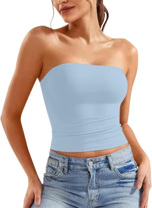 Tube Top for Women Strapless Sleeveless Crop Tops Going Out Party Y2K Bandeau Shirts 2025 Summer Clothes