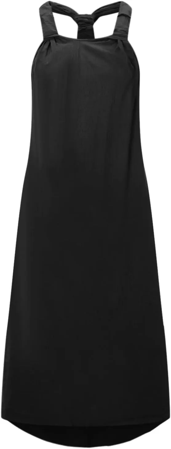 tuduoms Cotton Linen Sleeveless Maxi Dresses for Women Summer Plus Size V Neck Tank Shirt Dress Casual Loose Shift Sundress