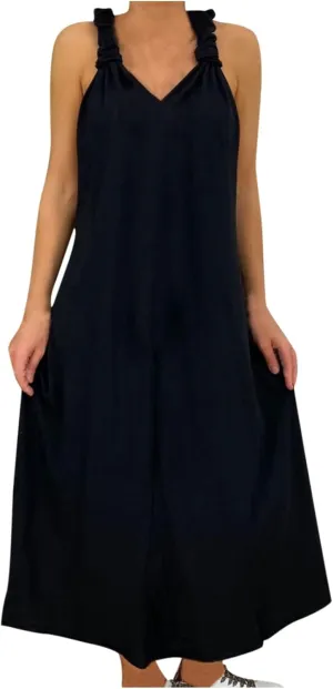 tuduoms Cotton Linen Sleeveless Maxi Dresses for Women Summer Plus Size V Neck Tank Shirt Dress Casual Loose Shift Sundress