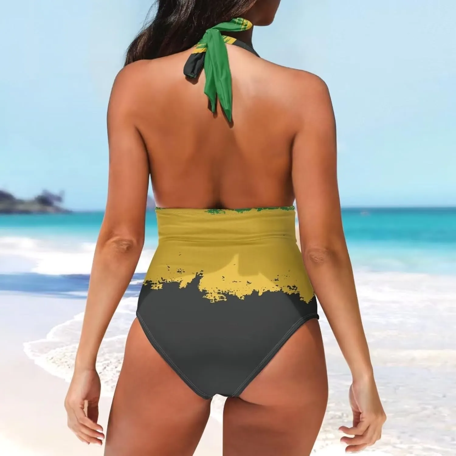 Tummy Control Push Up 1 Piece Bathing Suit Slimming V Neck Swimwear National Flag Push Up Vintage Padded Swimwear