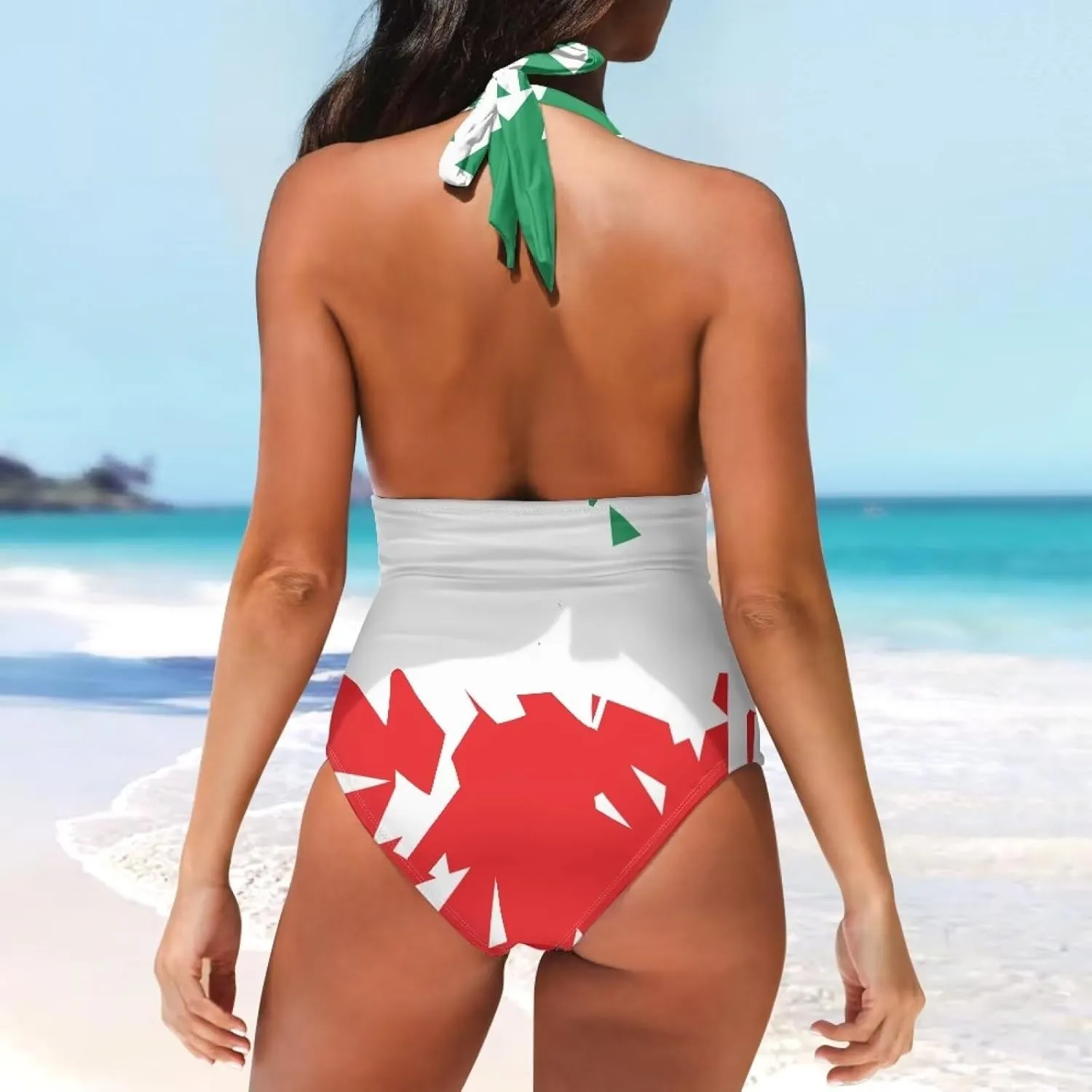 Tummy Control Push Up 1 Piece Bathing Suit Slimming V Neck Swimwear National Flag Push Up Vintage Padded Swimwear