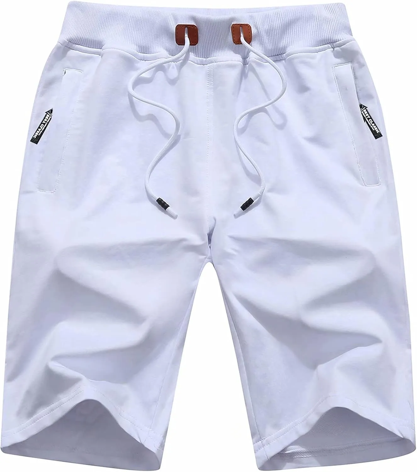 Tyhengta Mens Shorts Casual Drawstring Elastic Waist Workout Shorts with Zipper Pockets