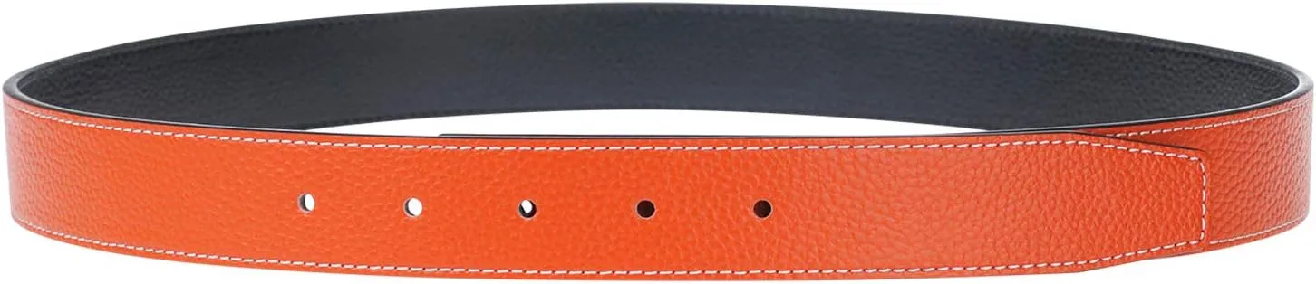 UzHot Reversible H Full Grain Leather Belt Strap Without Buckle Blank Replacement Strip For Women And Men 32mm Wide