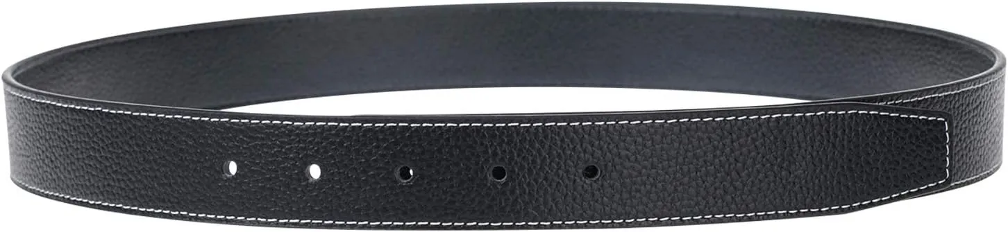 UzHot Reversible H Full Grain Leather Belt Strap Without Buckle Blank Replacement Strip For Women And Men 32mm Wide