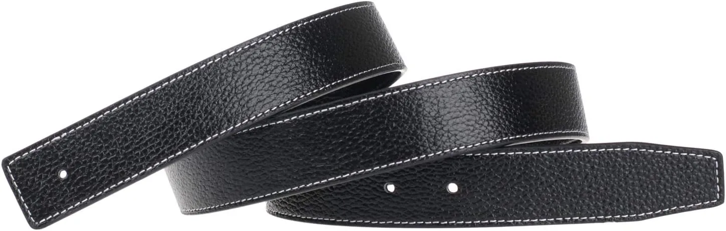 UzHot Reversible H Full Grain Leather Belt Strap Without Buckle Blank Replacement Strip For Women And Men 32mm Wide