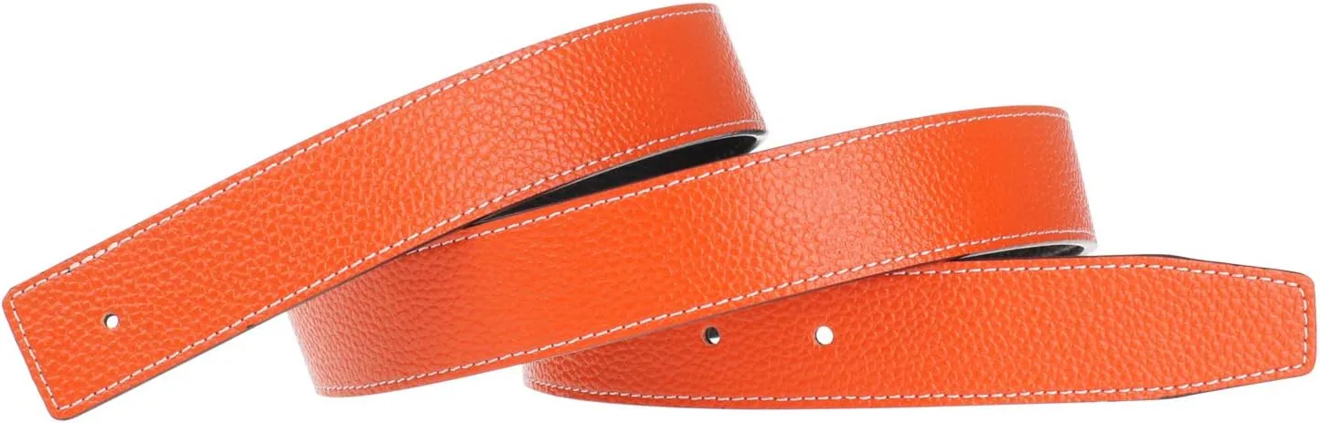 UzHot Reversible H Full Grain Leather Belt Strap Without Buckle Blank Replacement Strip For Women And Men 32mm Wide