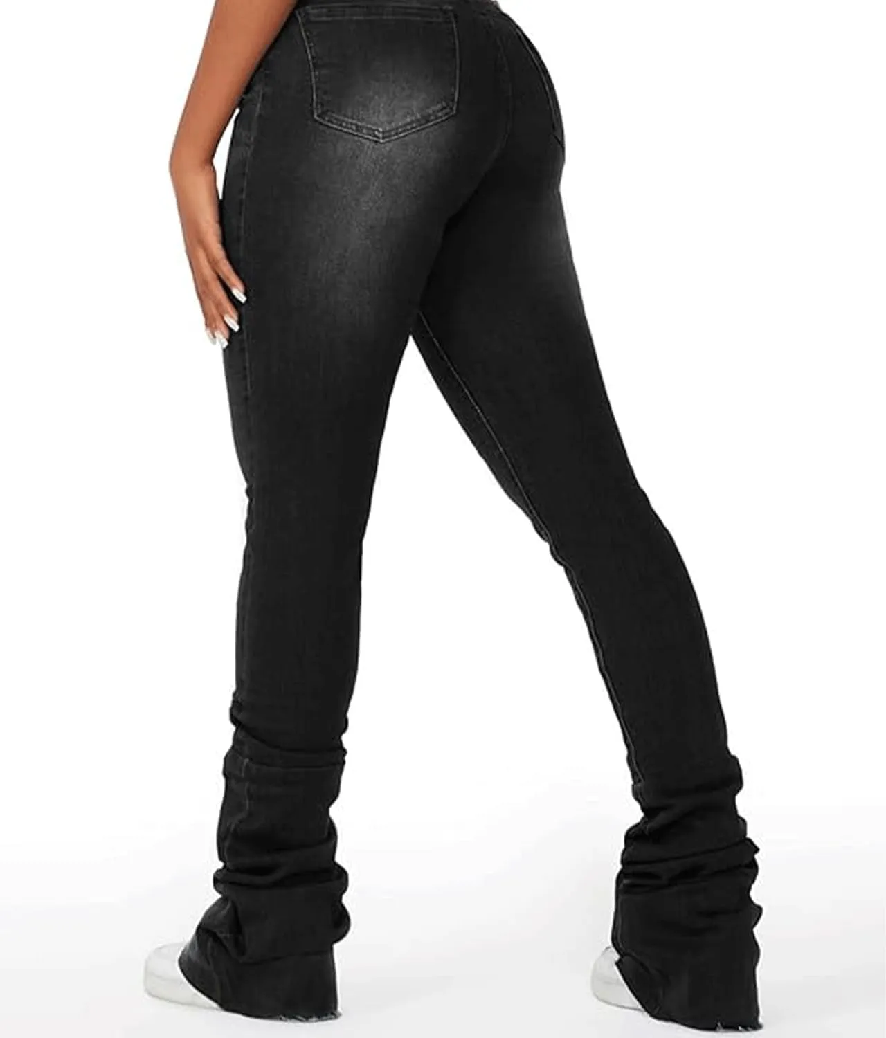 Viatabuna Women's Stacked Flared Jeans High Waisted Slim Fit Stretchy Skinny Bell Bottom Jeans Casual Trendy Denim Pants
