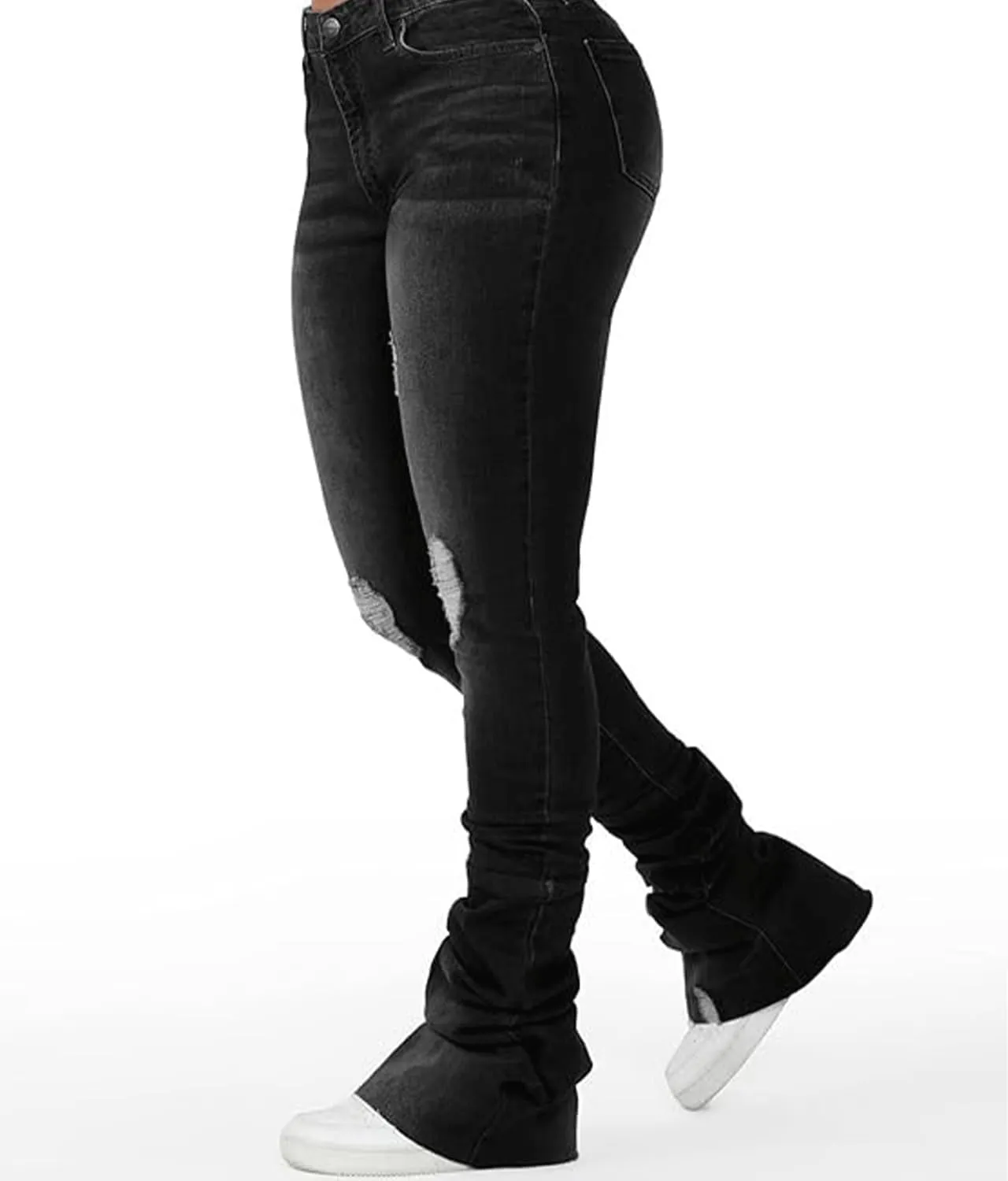 Viatabuna Women's Stacked Flared Jeans High Waisted Slim Fit Stretchy Skinny Bell Bottom Jeans Casual Trendy Denim Pants