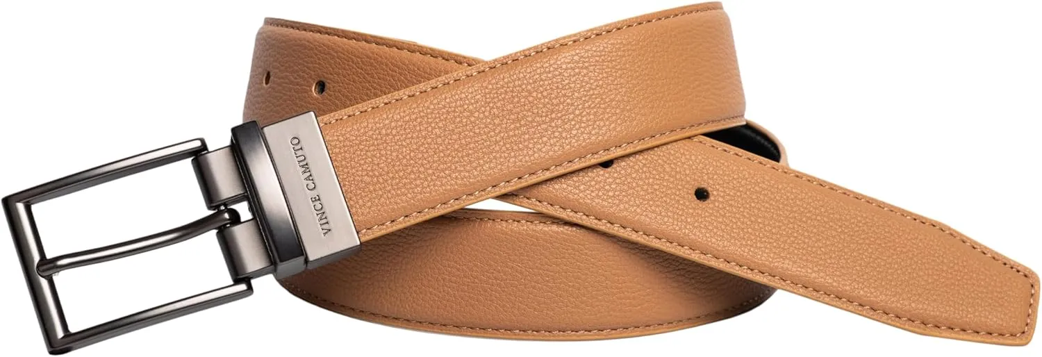 Vince Camuto Belts Men | Reversible with a Gun Metal Belt Buckle | Bonded Leather Belt Tailored for Men