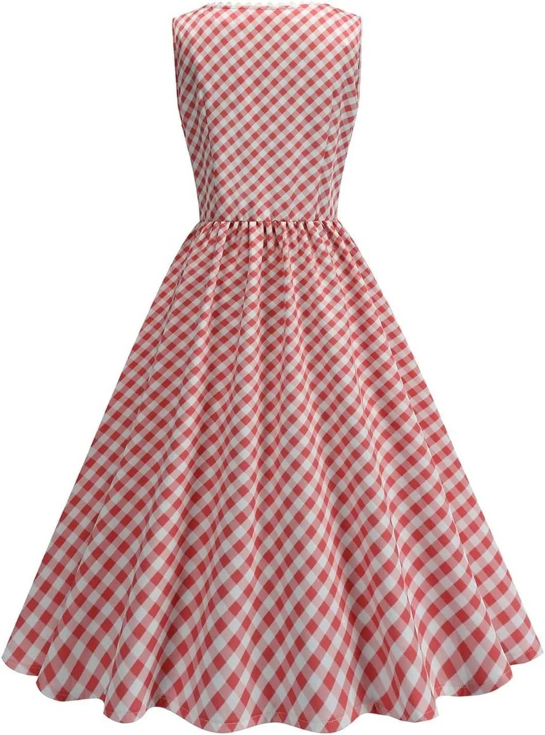 Vintage Dresses for Women Sleeveless V Neck Pleated Dress Midi Dress A Line Flowy Retro Short Dress