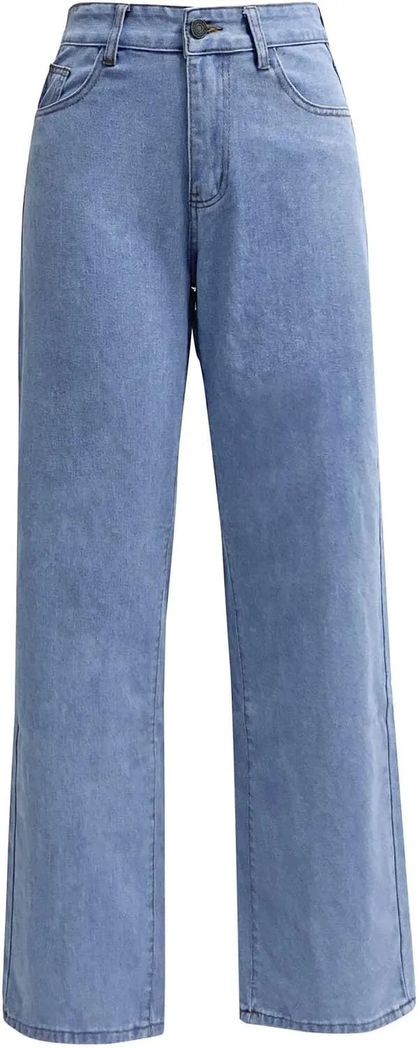 Vintage Jeans for Women Teen Girl High Waisted Slim Fit Straight Leg Baggy Boyfriend Jeans Stretch Denim Pants