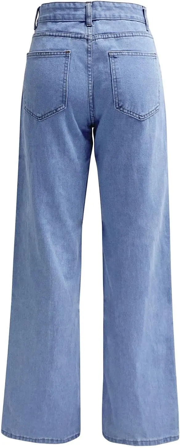 Vintage Jeans for Women Teen Girl High Waisted Slim Fit Straight Leg Baggy Boyfriend Jeans Stretch Denim Pants