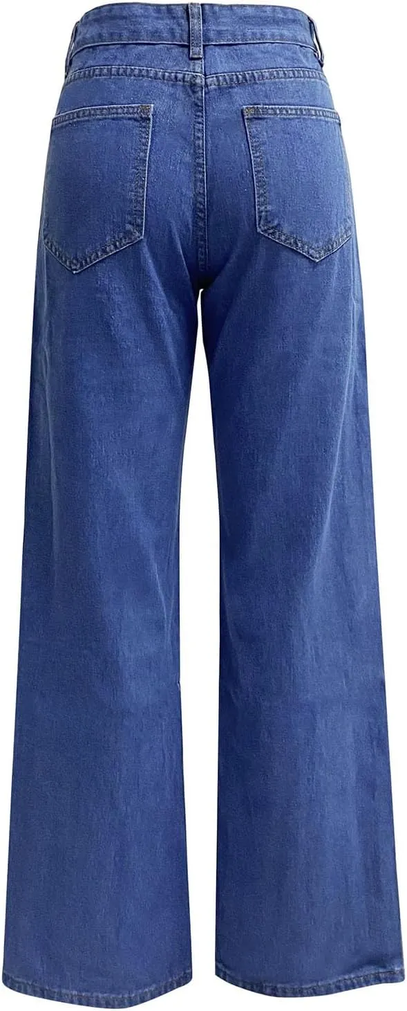 Vintage Jeans for Women Teen Girl High Waisted Slim Fit Straight Leg Baggy Boyfriend Jeans Stretch Denim Pants