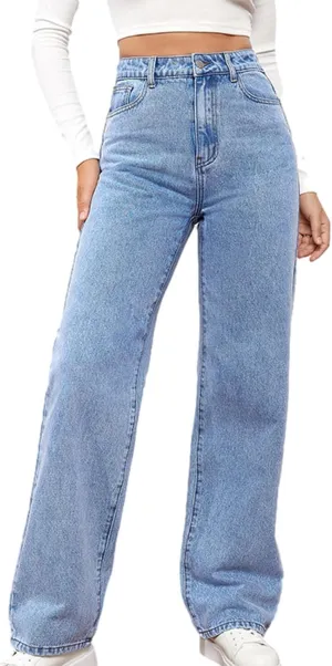 Vintage Jeans for Women Teen Girl High Waisted Slim Fit Straight Leg Baggy Boyfriend Jeans Stretch Denim Pants
