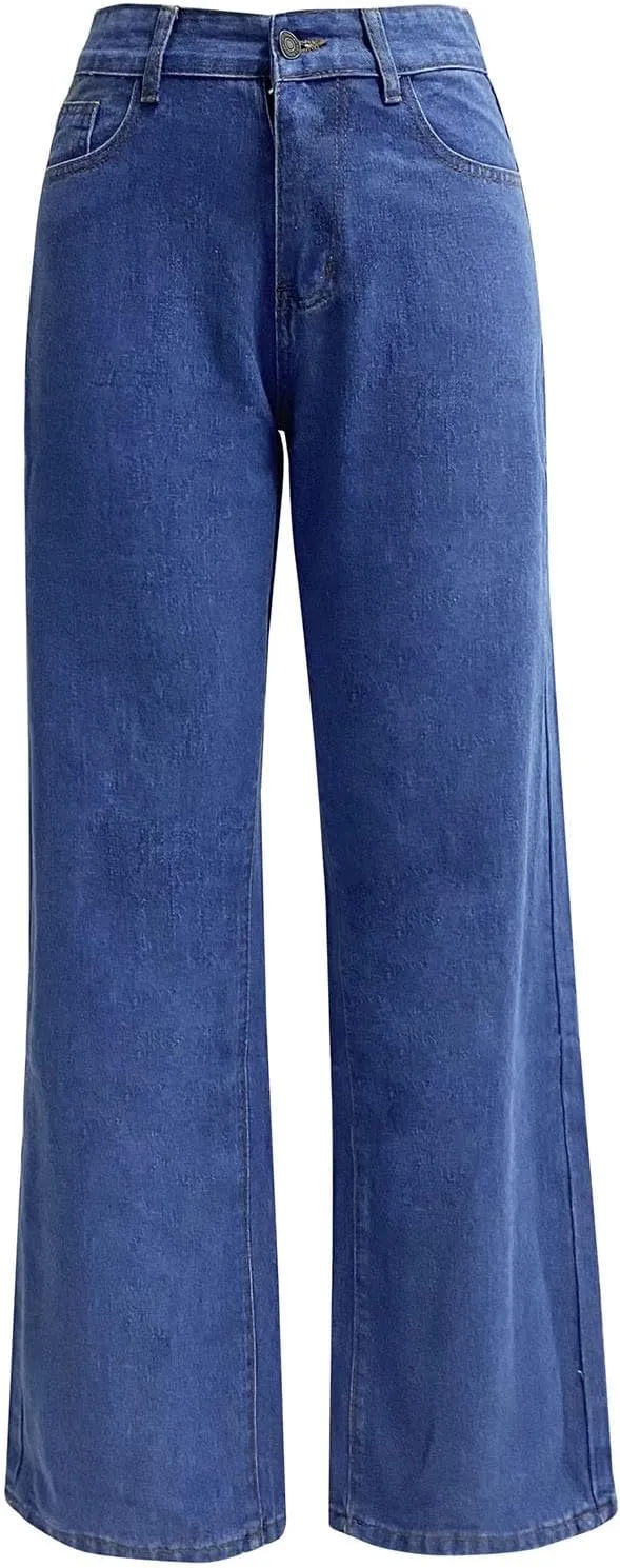 Vintage Jeans for Women Teen Girl High Waisted Slim Fit Straight Leg Baggy Boyfriend Jeans Stretch Denim Pants