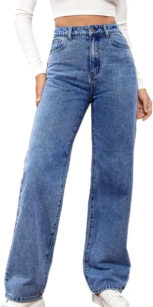 Vintage Jeans for Women Teen Girl High Waisted Slim Fit Straight Leg Baggy Boyfriend Jeans Stretch Denim Pants
