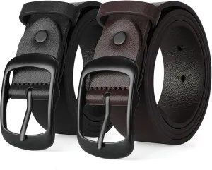 VONMELLI 2 Packs Women Leather Belts for Jeans Fashion Leather Ladies Waist Belt