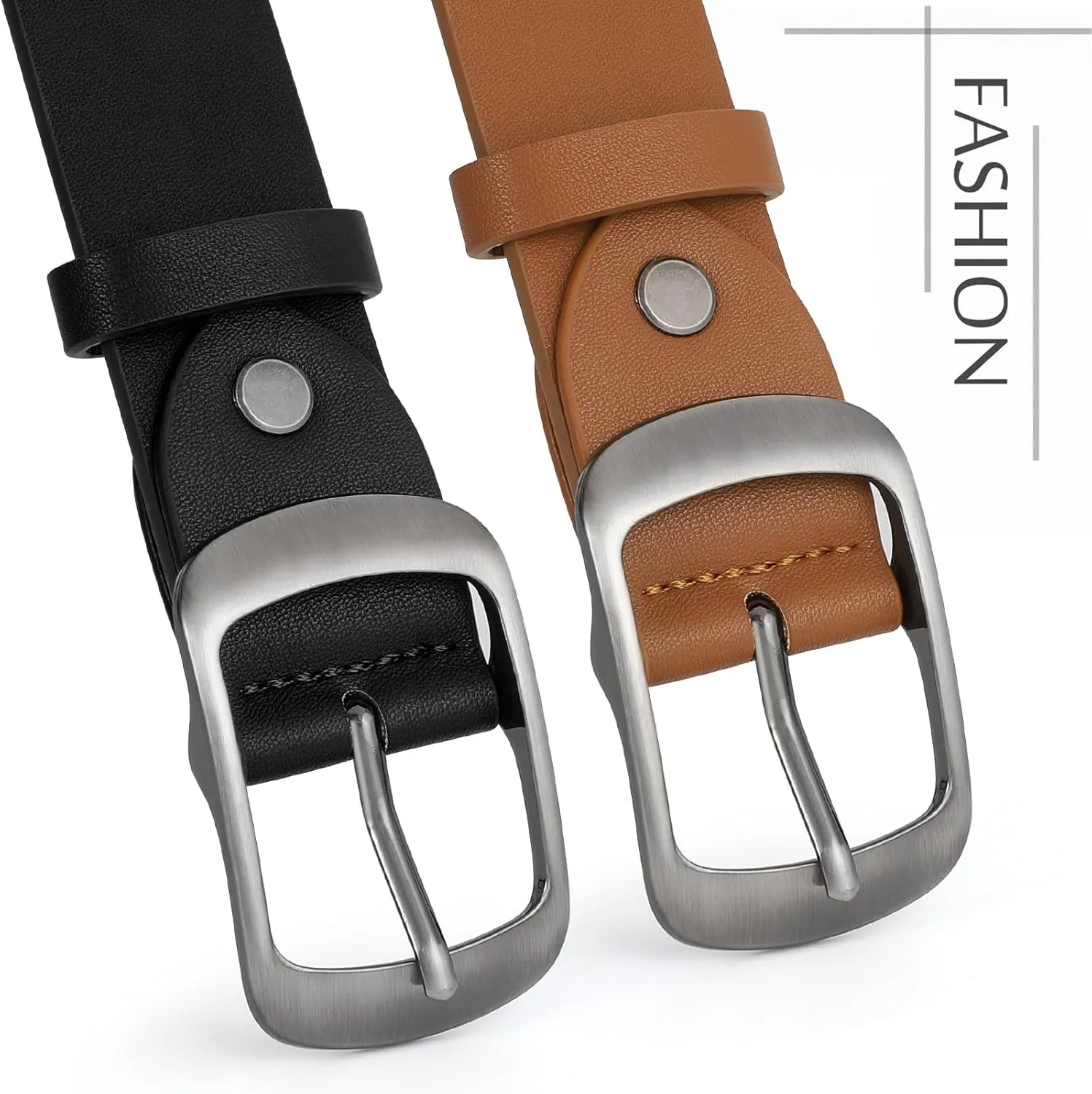VONMELLI 2 Packs Women Leather Belts for Jeans Fashion Leather Ladies Waist Belt