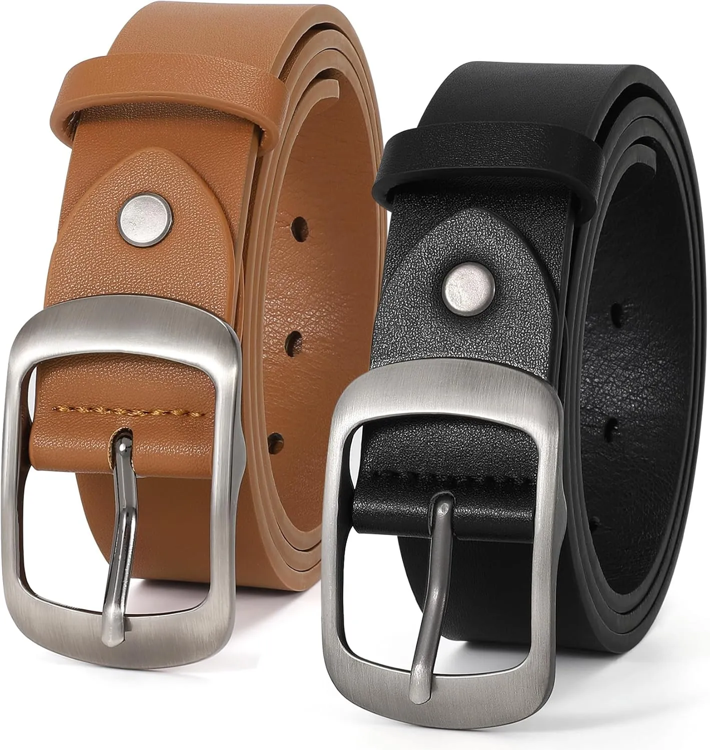 VONMELLI 2 Packs Women Leather Belts for Jeans Fashion Leather Ladies Waist Belt
