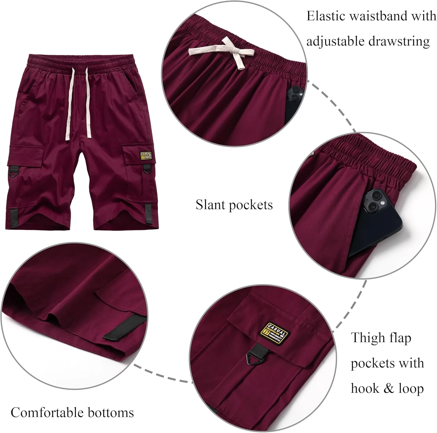 VtuAOL Women's Cargo Shorts Elastic Waist Comfy Cotton Loose Fit Shorts