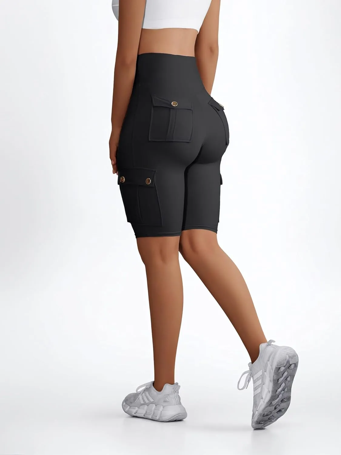 Wavar Biker Shorts for Women Scrunch Butt Cargo Shorts High Waist Tummy Control Workout Yoga Running Athletic Shorts