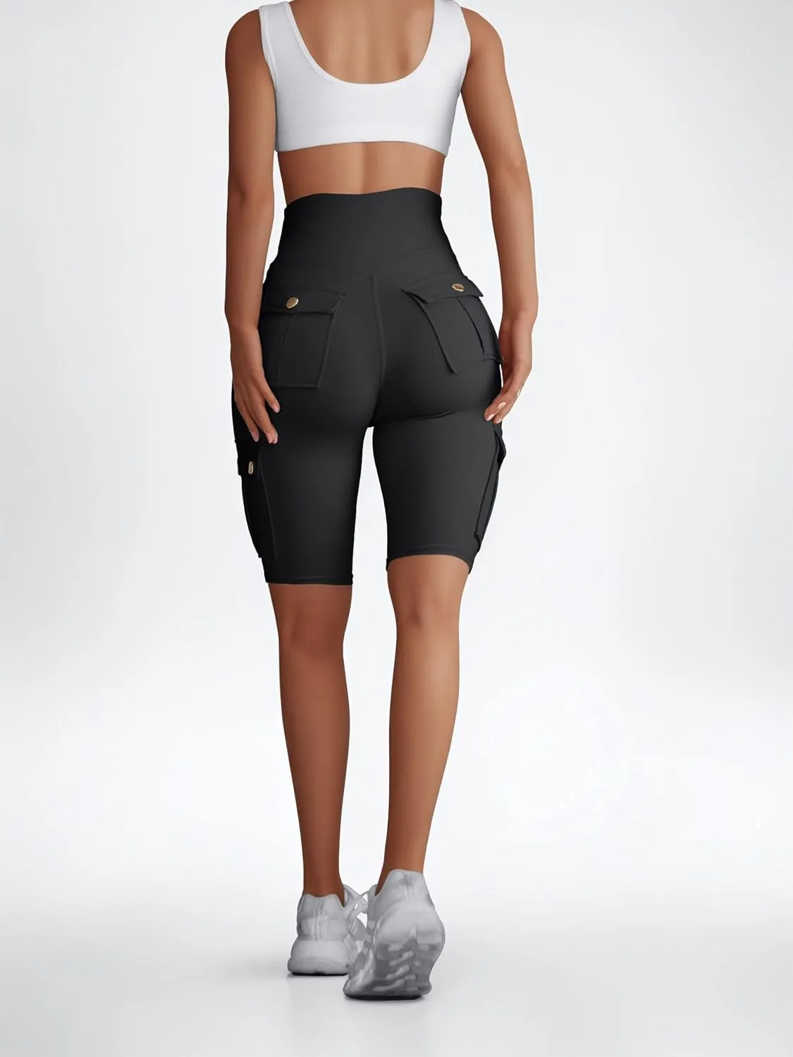 Wavar Biker Shorts for Women Scrunch Butt Cargo Shorts High Waist Tummy Control Workout Yoga Running Athletic Shorts