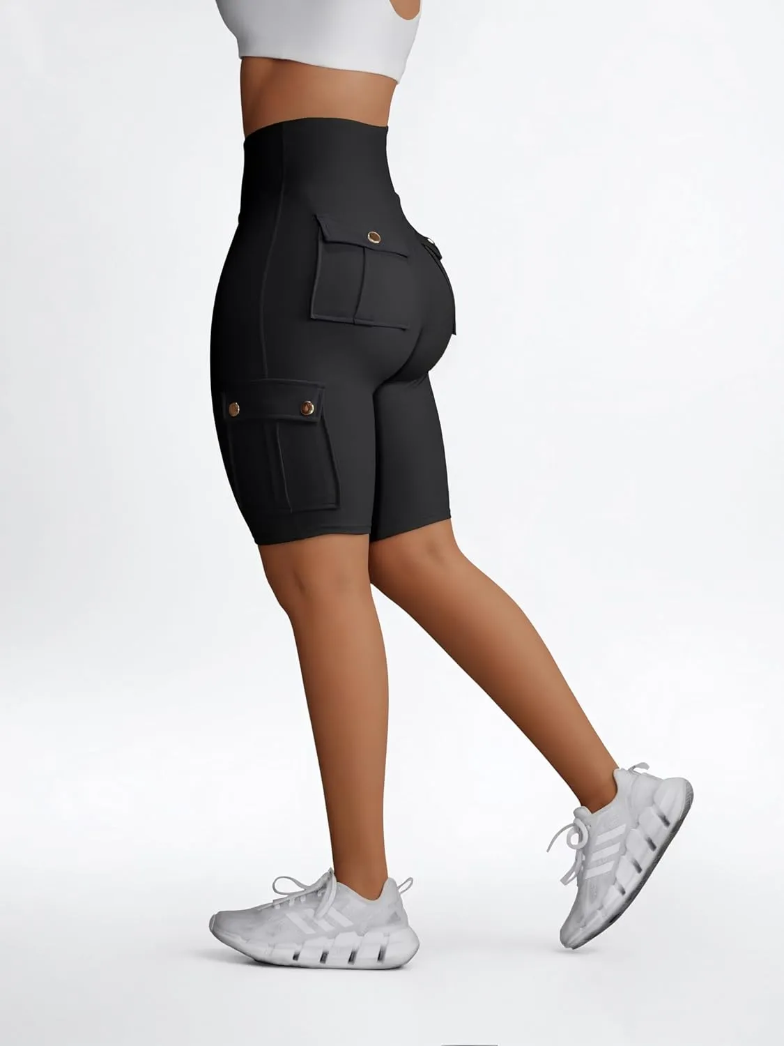Wavar Biker Shorts for Women Scrunch Butt Cargo Shorts High Waist Tummy Control Workout Yoga Running Athletic Shorts