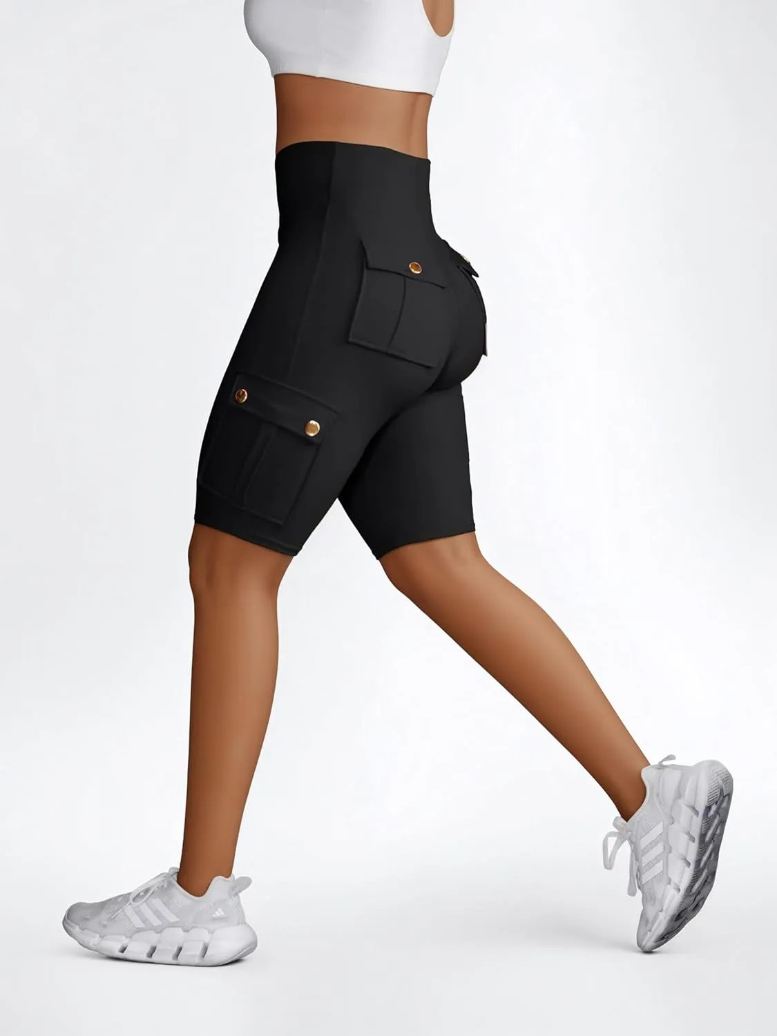 Wavar Biker Shorts for Women Scrunch Butt Cargo Shorts High Waist Tummy Control Workout Yoga Running Athletic Shorts