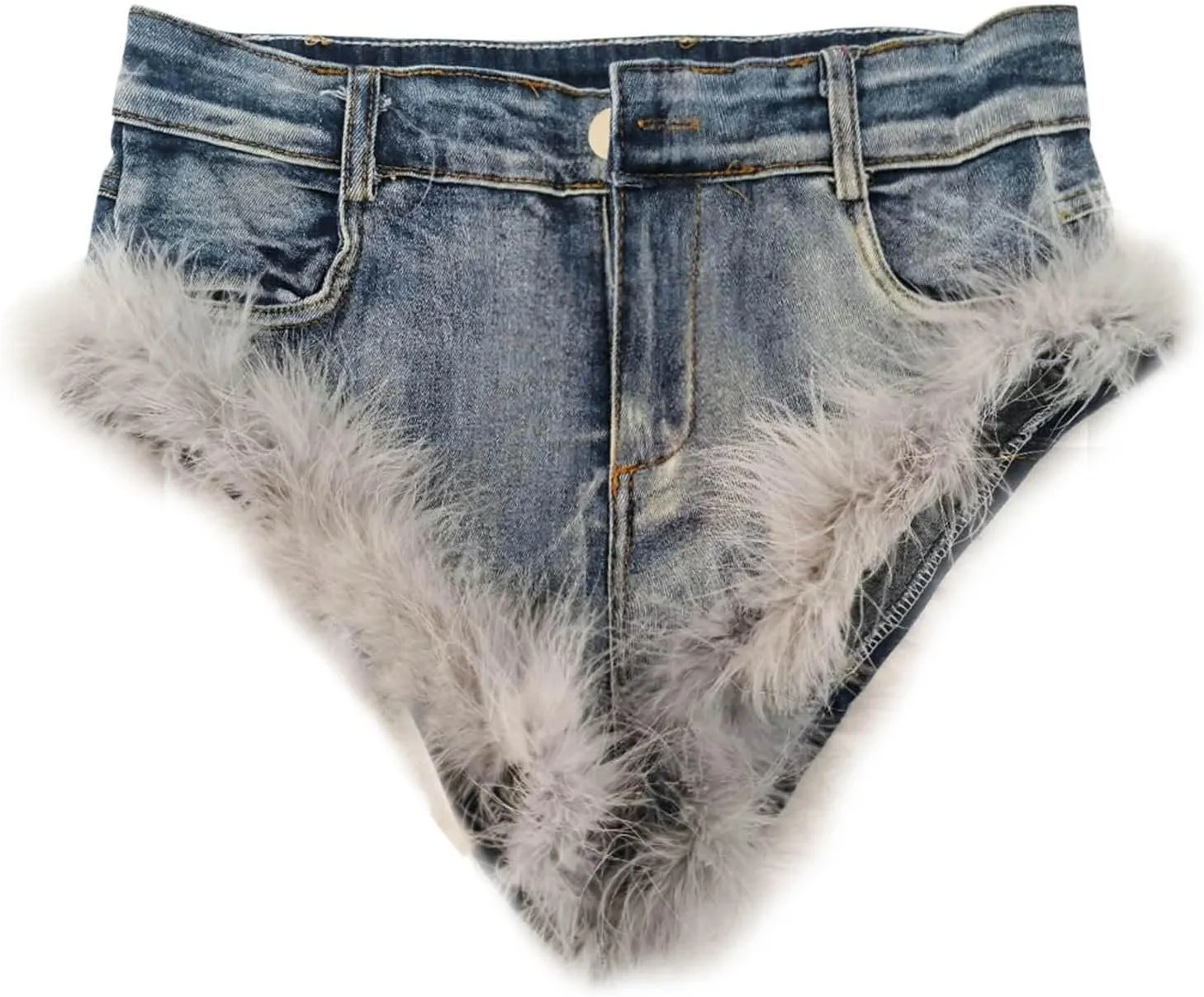Western Denim Shorts for Women Trendy Mini Micro Shorts Elastic Tummy Control Shorts Womens Trousers High Waist 2024