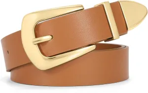 WHIPPY Women Leather Belt for Jeans Pants Dresses Fashion Ladies Western Leather Belt