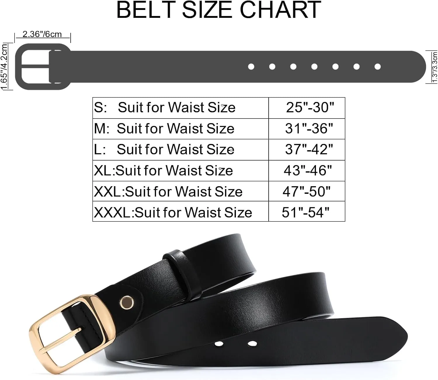 WHIPPY Women Leather Belts for Jeans Pants Fashion Dress Belt for Women with Solid Pin Buckle