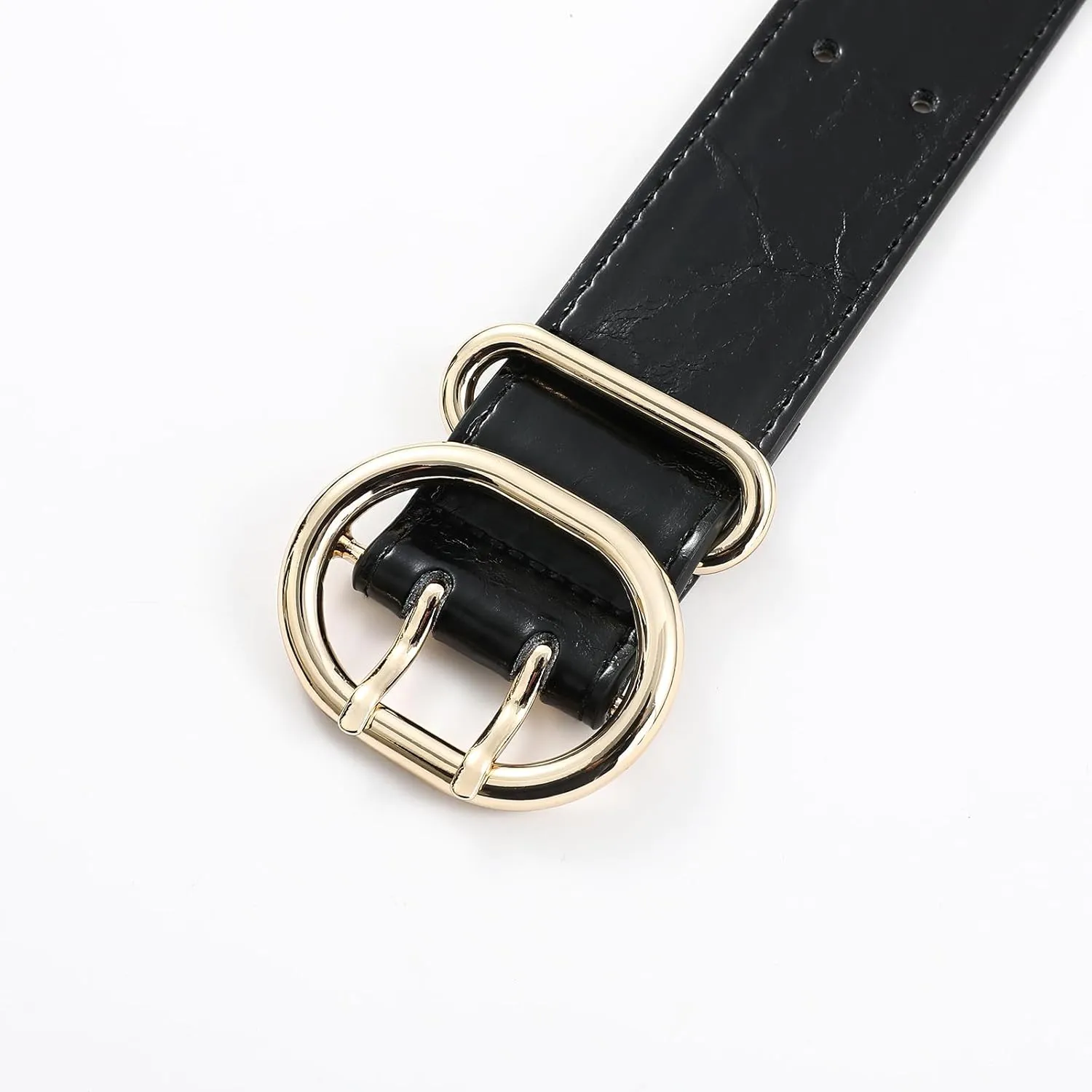 Wide Belts for Women Leather Wide Belts Fashion Thick Black Belt With Gold Buckle Belt for Dresses