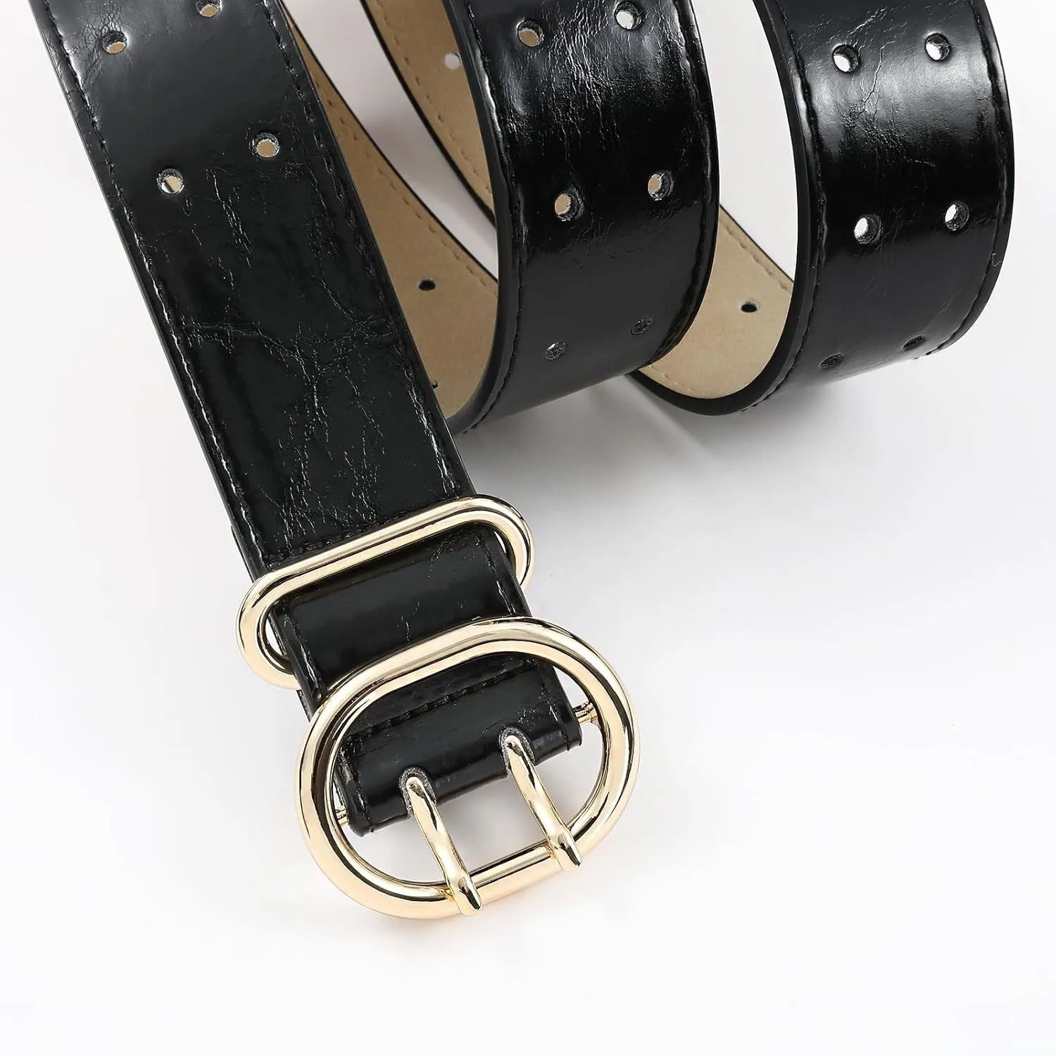 Wide Belts for Women Leather Wide Belts Fashion Thick Black Belt With Gold Buckle Belt for Dresses