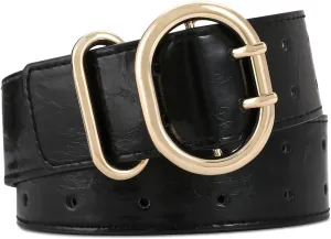 Wide Belts for Women Leather Wide Belts Fashion Thick Black Belt With Gold Buckle Belt for Dresses
