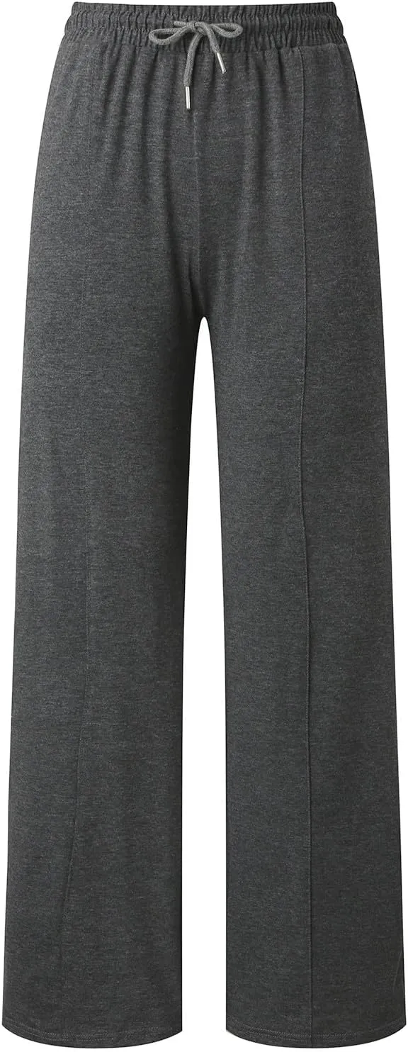 Wide Leg Baggy Sweatpants Women Drawstring High Waisted Jogger Sweat Pant with Pocket Lightweight Athletic Loose Pant