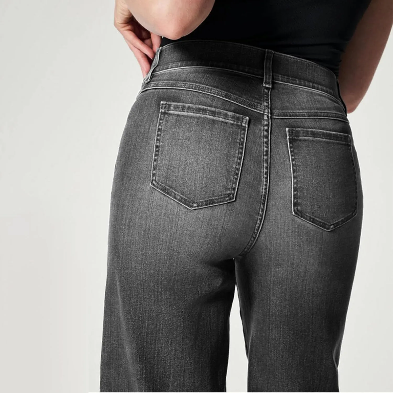 Wide Leg Jeans for Women Trendy Stretch Straight Leg Elastic High Waisted Denim Pants Baggy Pull On Jeans for Women