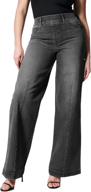 Wide Leg Jeans for Women Trendy Stretch Straight Leg Elastic High Waisted Denim Pants Baggy Pull On Jeans for Women