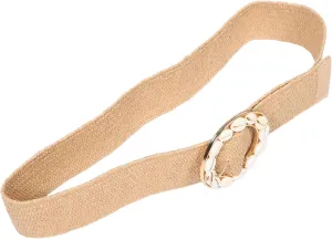 Wide Stretch Elastic Waist Belt for Women with Natural Round Buckle Shell Decoration for Vacation Outfits Dresses Embrace Style