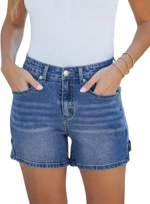 Wkior Shorts for Women Summer Elastic High Waisted Business Casual Work Shorts with Pockets