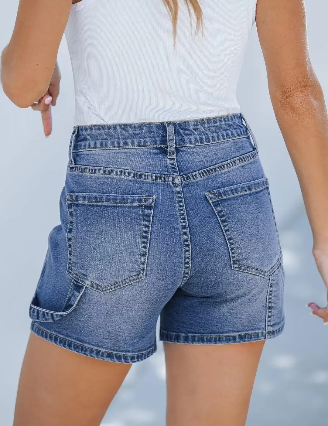Wkior Shorts for Women Summer Elastic High Waisted Business Casual Work Shorts with Pockets