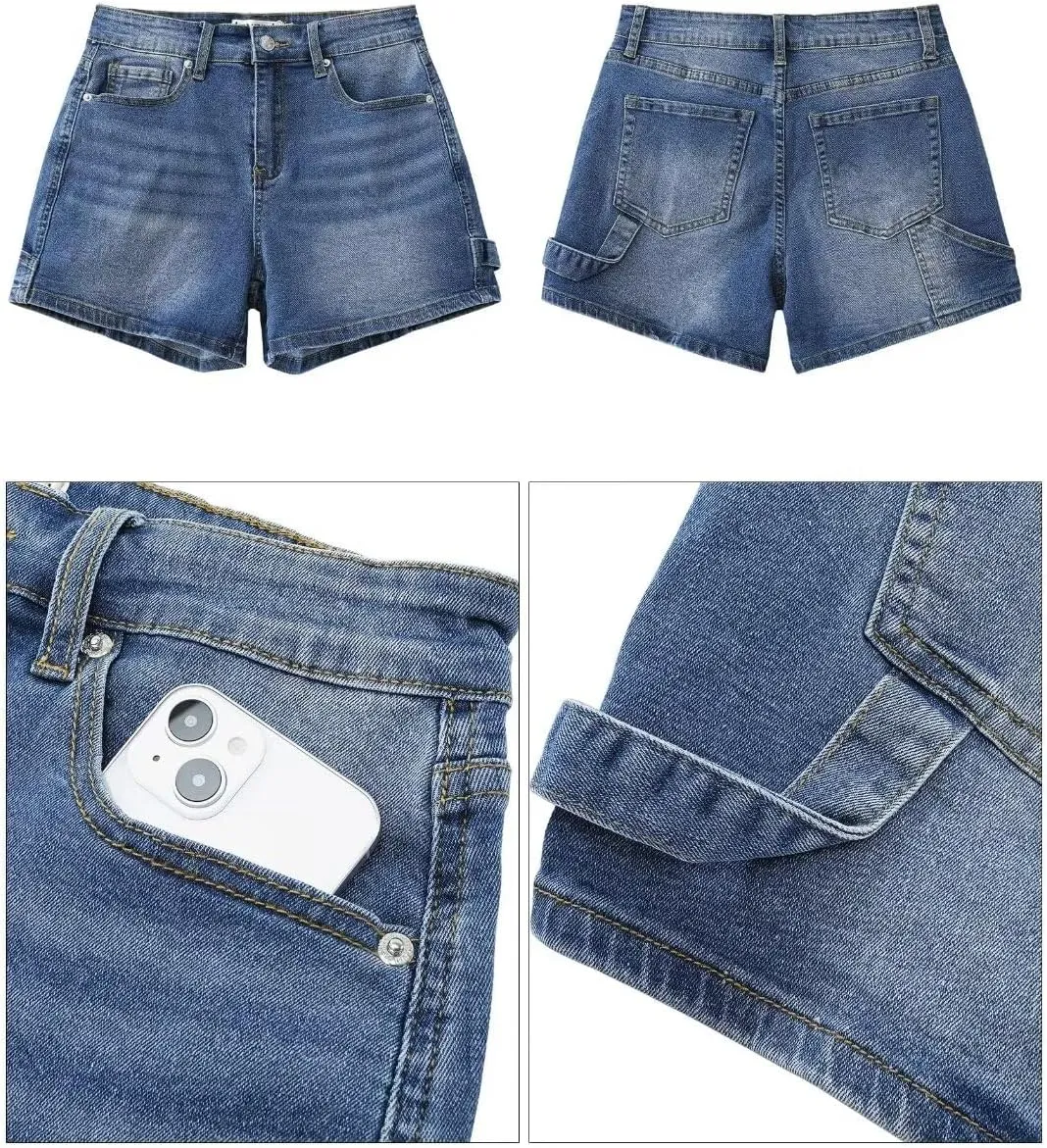 Wkior Shorts for Women Summer Elastic High Waisted Business Casual Work Shorts with Pockets