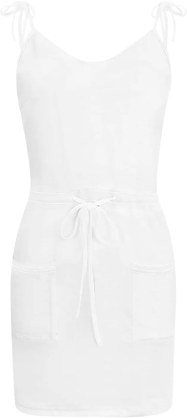 Women 2025 Summer Casual Sleeveless Dresses Spaghetti Strap V-Neck Dress Party Beach Sundress with Pocket