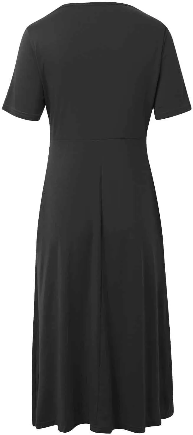 Women Casual Summer Dresses Elegant Short Sleeve Pleated A Line Dresses for Women 2025 Swing Party Travel Vacation Outfits