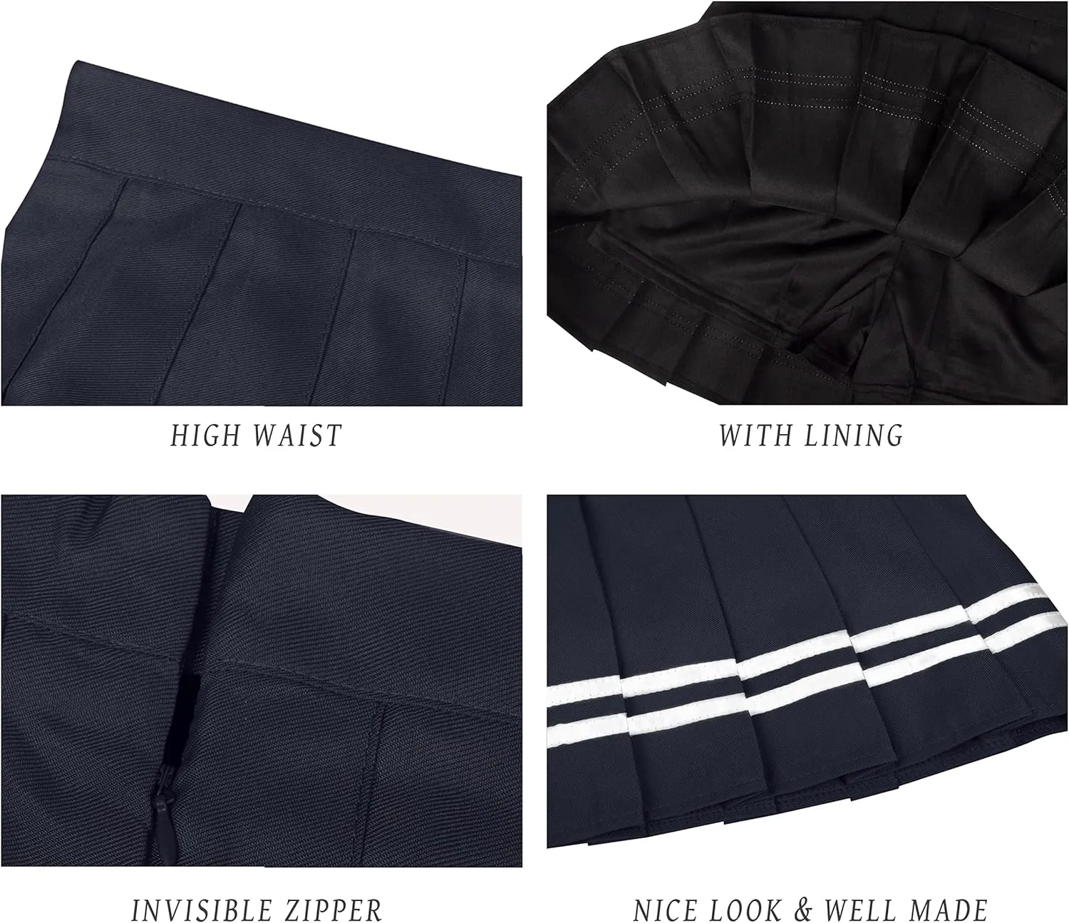 Women Girls High Waist Pleated Mini Skirt with Lining Shorts