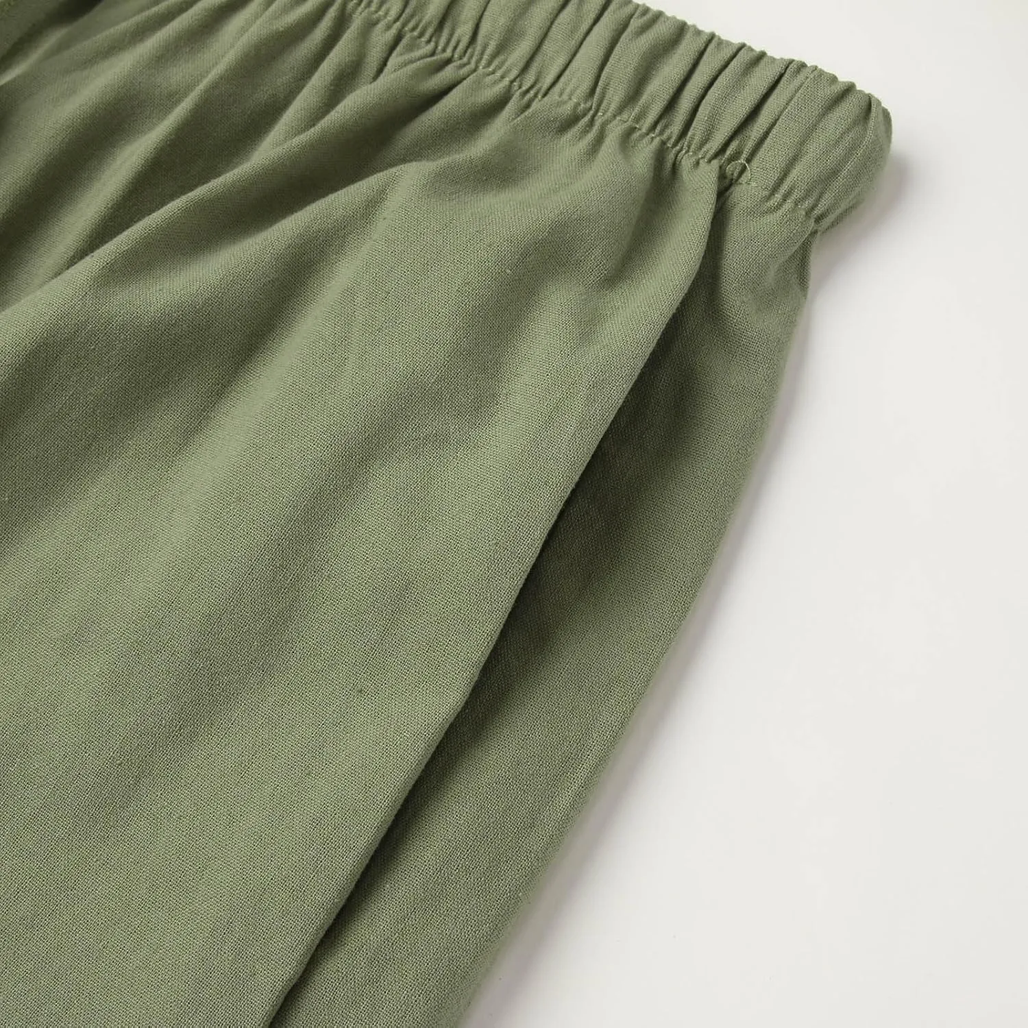Women High Waisted Wide Leg Pants Drawstring Elastic Trousers Comfy Straight Leg Long Pants with Pockets