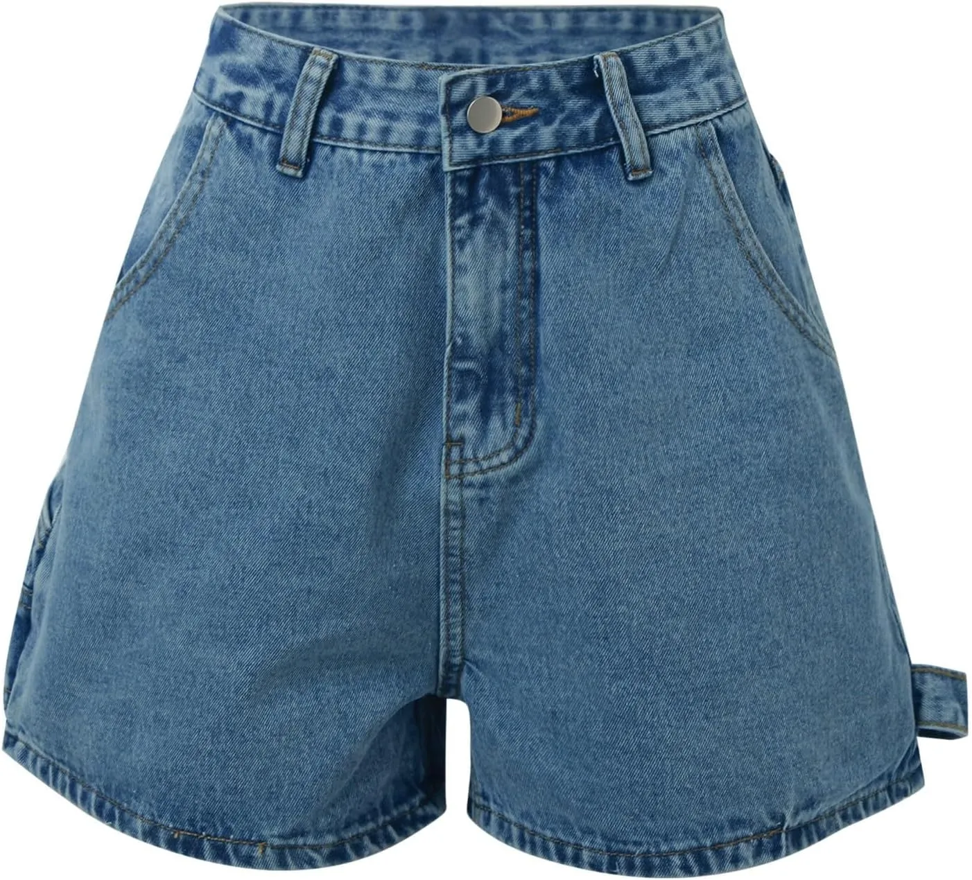 Women Jean Shorts High Waisted Carpenter Denim Shorts with Pockets Trendy Fashion Summer Shorts Women for Beach