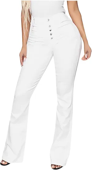 Women Sexy Curvy Slim Fit Butt Lifting Denim Skinny Jeans Flare Bell Bottom Jeans Available in Large Sizes