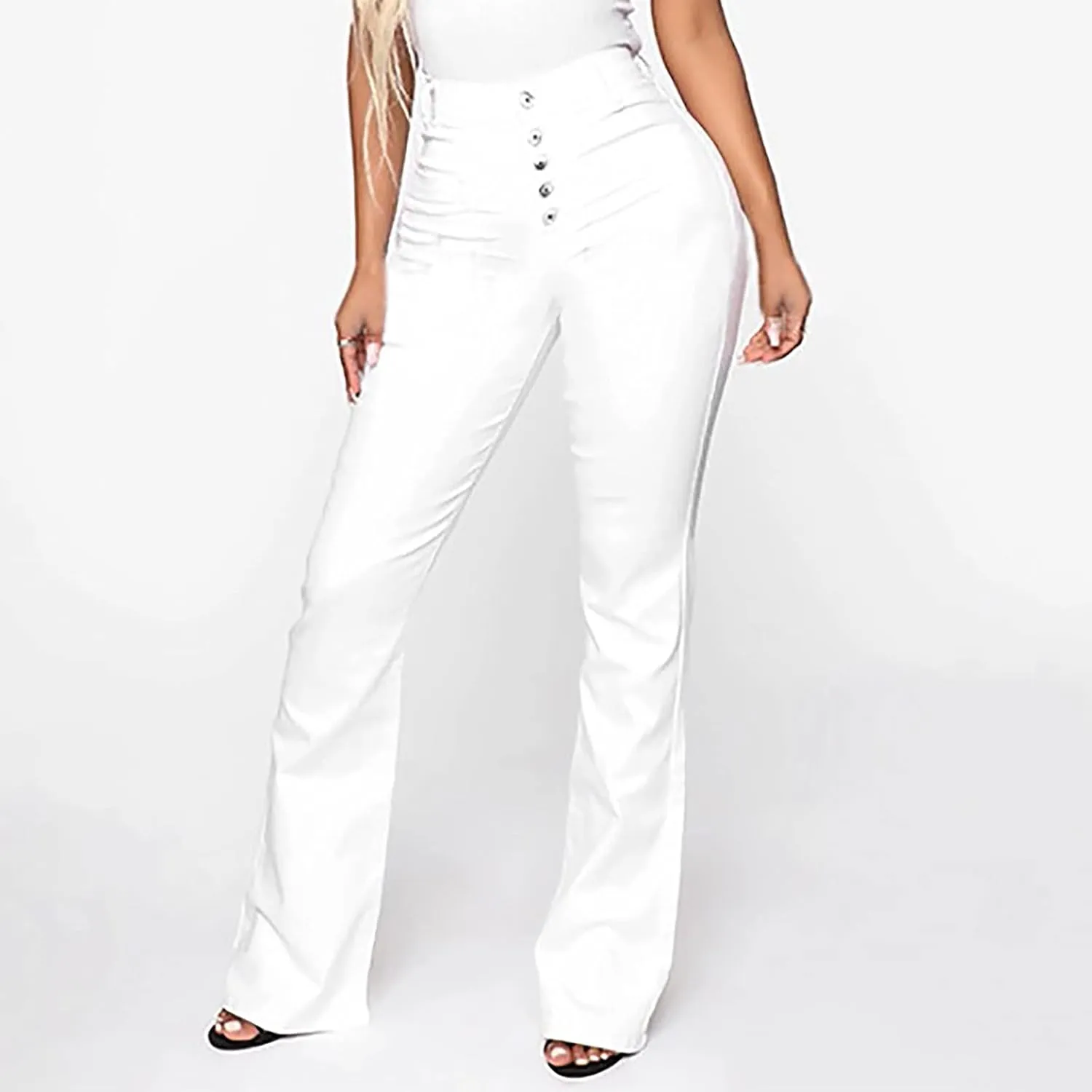 Women Sexy Curvy Slim Fit Butt Lifting Denim Skinny Jeans Flare Bell Bottom Jeans Available in Large Sizes