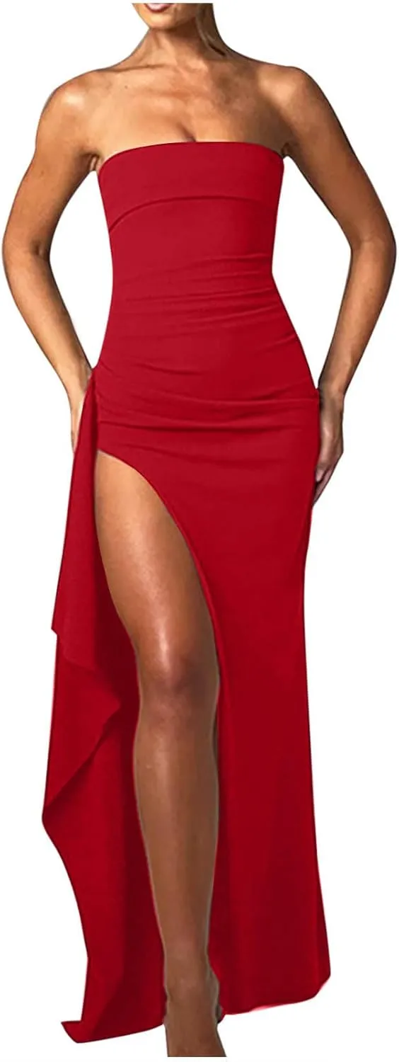 Women Sexy Off Shoulder Dresses Sleeveless Spaghetti Straps Bodycon Dress Solid Color Evening Party Dress