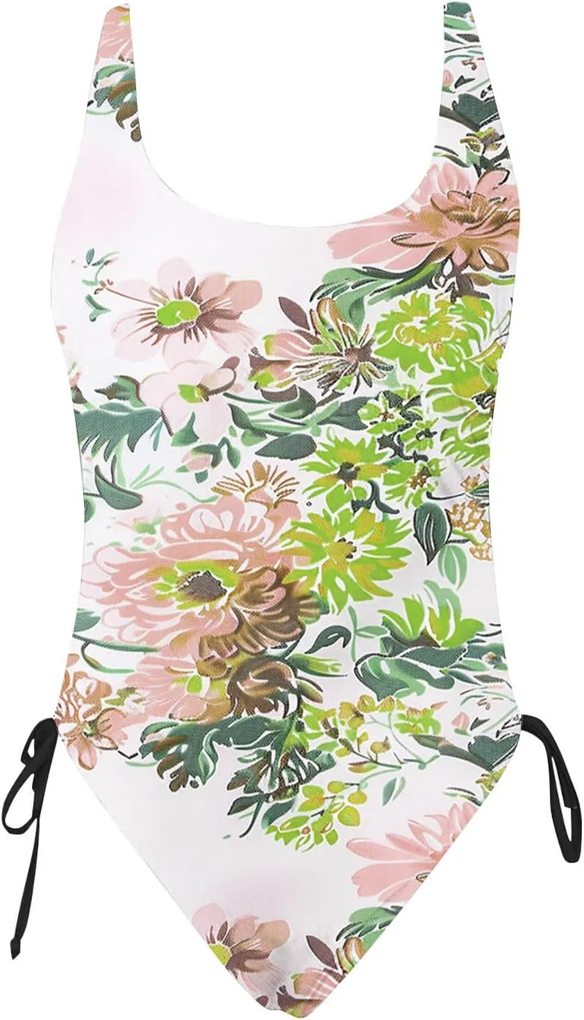 Women Sexy One Piece Swimsuits Tummy Control Halter Push Up Bathing Suits Fashion Printed Backless Monokini Swimwear